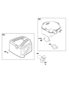 Exhaust Group Diagram and Parts List for 19L236-0143-F1 100000 - 19Z999 Briggs and Stratton Engine